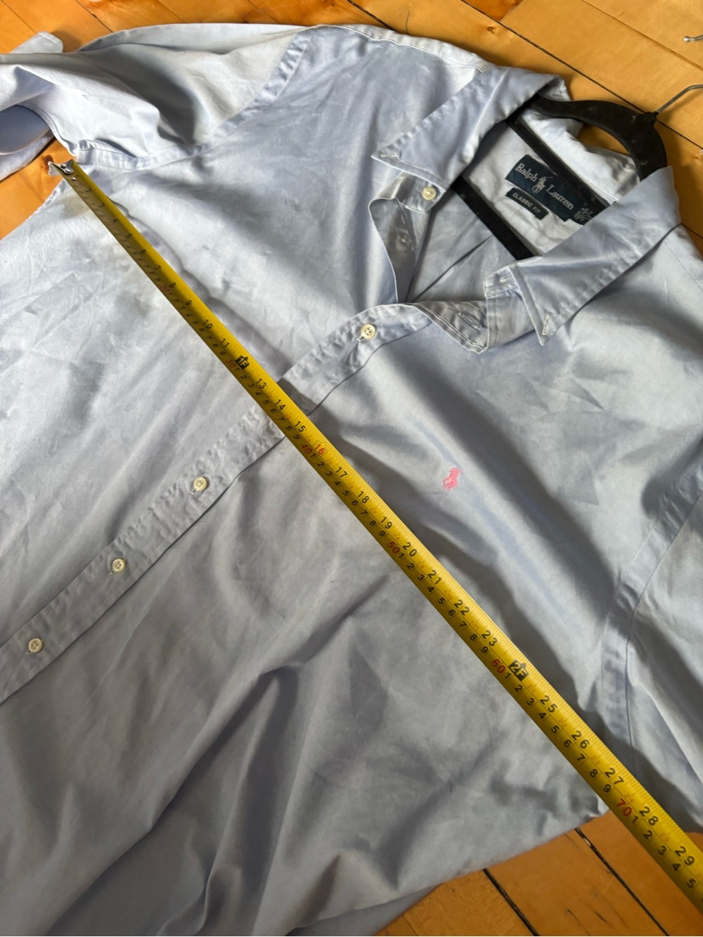 Ralph Lauren Sz 18 Vintage Classic Fit Baby Blue Cotton Button Front Shirt - Picture 9 of 10
